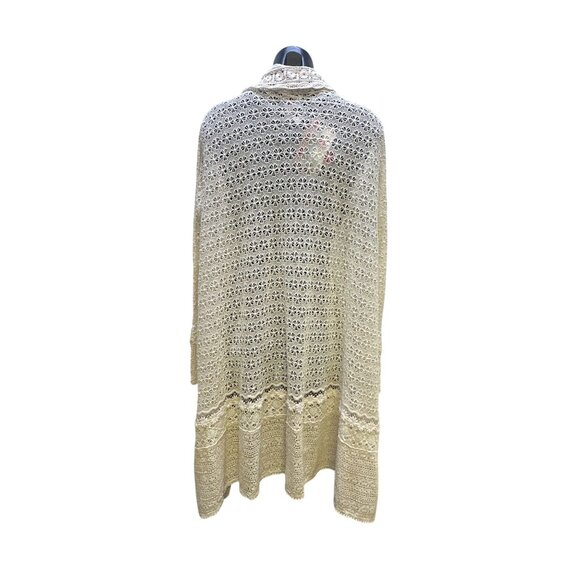 NWT Johnny Was Open Front Cream Eyelet Cardigan w/Lace & Floral Details - Picture 2 of 9